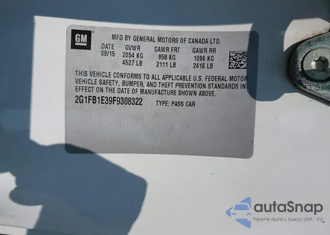 2015 Chevrolet Camaro 2Ls из США, поврежденный, VIN 2G1FB1E39F9308322